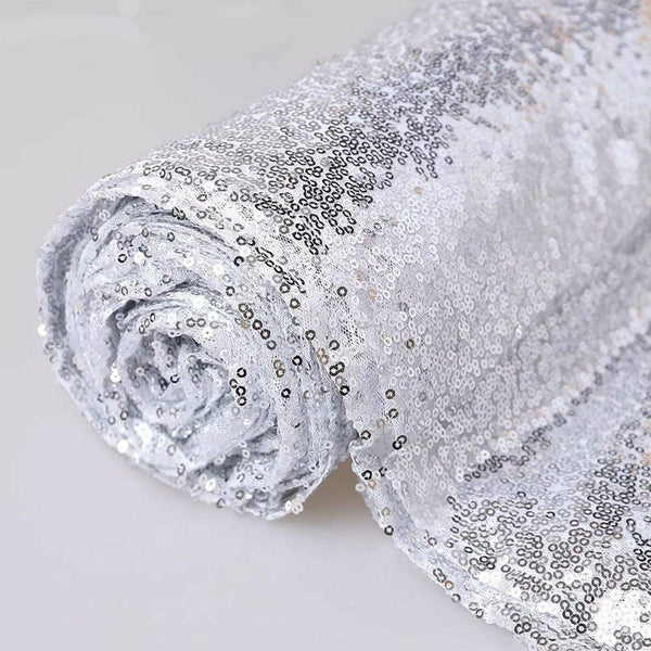 1.8x1.2m Silver Sequin Table Cloth Backdrop Tablecover Wedding Event Home Party - Lets Party