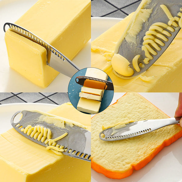 Stainless Steel Butter Knife Cold Hard Butter Serrated Edge Spreader Cheese Jam