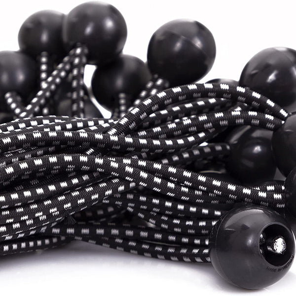 20-200X 18cm Elastic Ball Bungee Loop Cord Wire Fix Ties Strap Canopy Tent Black