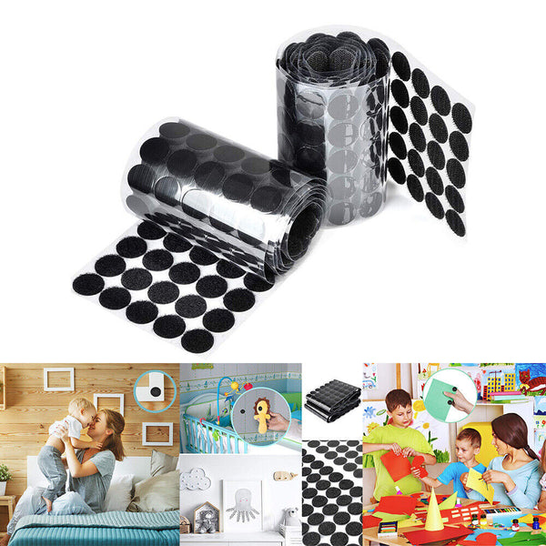 200pcs Hook & Loop Sticky Self Adhesive Dots Coins Circles Tape 2cm Au