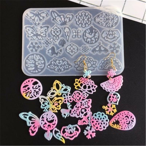 Silicone Hollow Earring Pendant Jewelry Making Mold Resin Mould Casting Craft AU