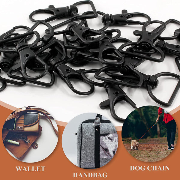 20X Black Lobster Clasp Swivel Trigger Clip Snap Keychains Hook Key Ring 20mm AU
