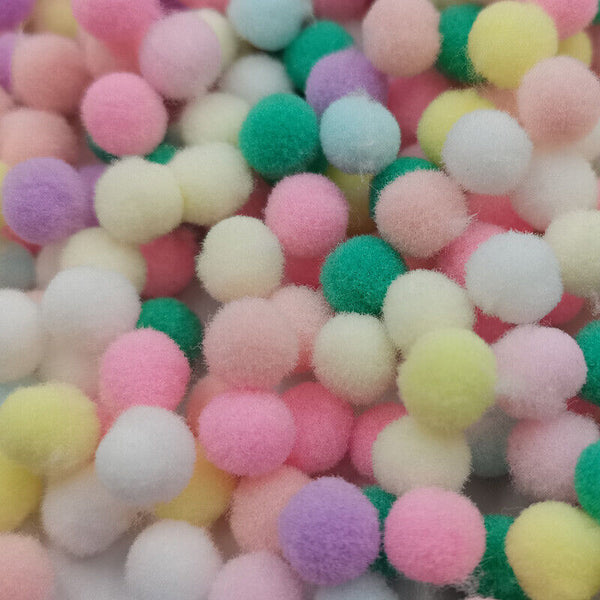 DIY Mixed Colour Mini Soft Fluffy Pom Poms Pompoms Ball 8-30mm for Kids Tool 1.5 - Lets Party
