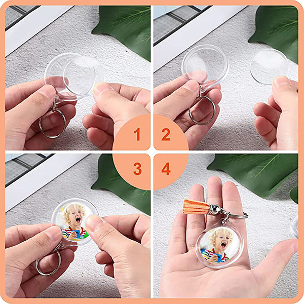 10 Sets Acrylic Photo Frame Keychain With Tassels Picture Frame Blanks DIY Rings