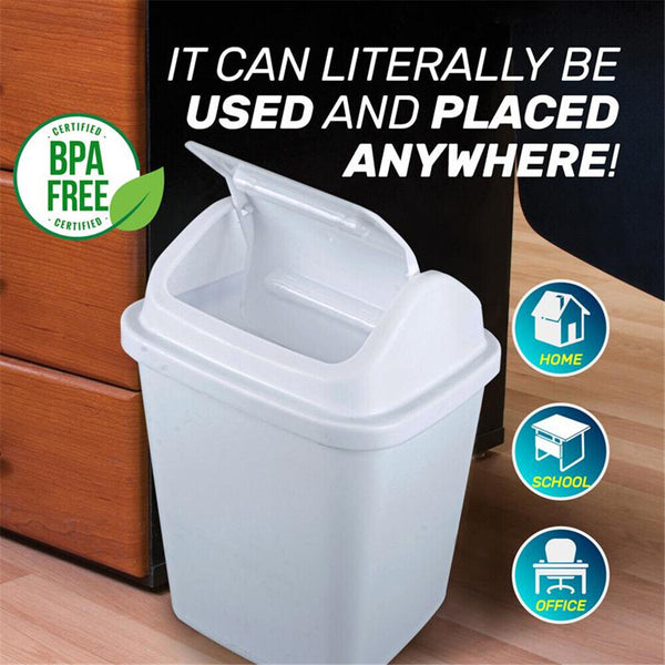Home Kitchen Office Swing Lid Waste Bin Garbage Rubbish Trash Can 10L/20L Basket