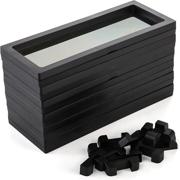 10 Pack 3D Floating Frame Holder Stand Box Clear Jewelry Ring Coin Display Case