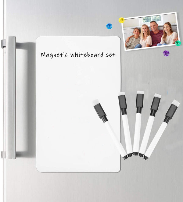 A4 A5 Fridge Magnetic Whiteboard + Board Pen Marker Eraser Memo Reminder Magnet - Lets Party
