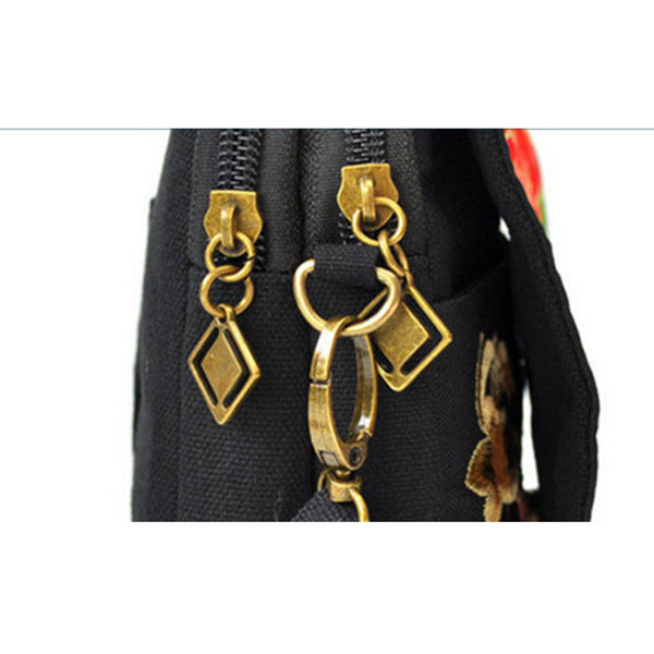 Women's Crossbody Shoulder Bag Embroidery Handbag Mobile Phone Purse Pouch Case