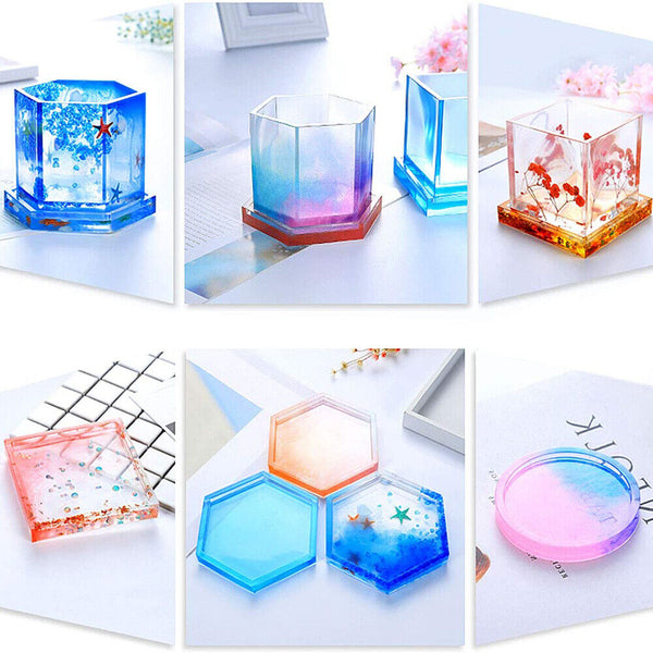 Coaster Cup Mat Mold Round Square Silicone Mould DIY Epoxy Resin Casting Tool AU - Lets Party