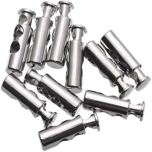 Double Hole Metal Cord Lock Apparel Clamp Barrel Toggle Spring Stopper
