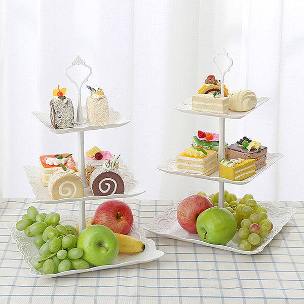 New 3 Tier Acrylic White Square Cupcake Cake Stand Birthday Wedding Party AU