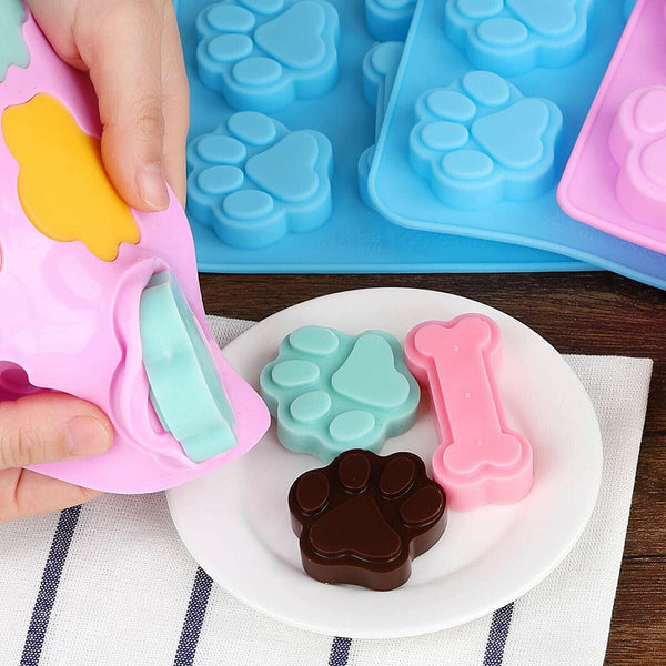 Silicone Chocolate Mould Cat Paw Dog Bone Choc Block Ice Tray Cake Cookie Mold