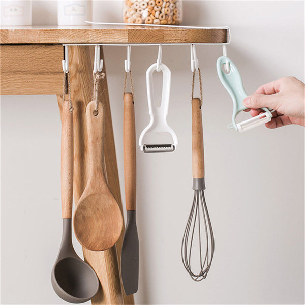 12 Hook Mug Cup Rack Holder Under Shelf Kitchen Cabinet Metal Hanger Wardrobe AU