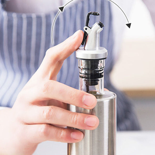 300/500ml Oil Dispenser Stainless Steel Olive Vinegar Kitchen Tool Glass Bottle