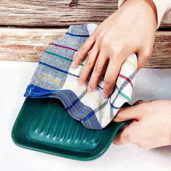 12PCS Tea Towel Kitchen Dish Towels 100% Cotton Absorbent Cleaning Cloth 34x58cm