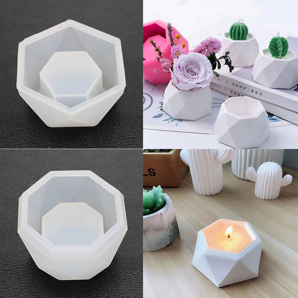 3pcs/Set Plant Flower Pot Silicone Mold Epoxy Resin Candle Holder Mould DIY Tool