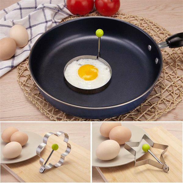 5X Fried Egg Mould Egg Rings Stainless Steel Metal Ring Pancake Frying Shape AU
