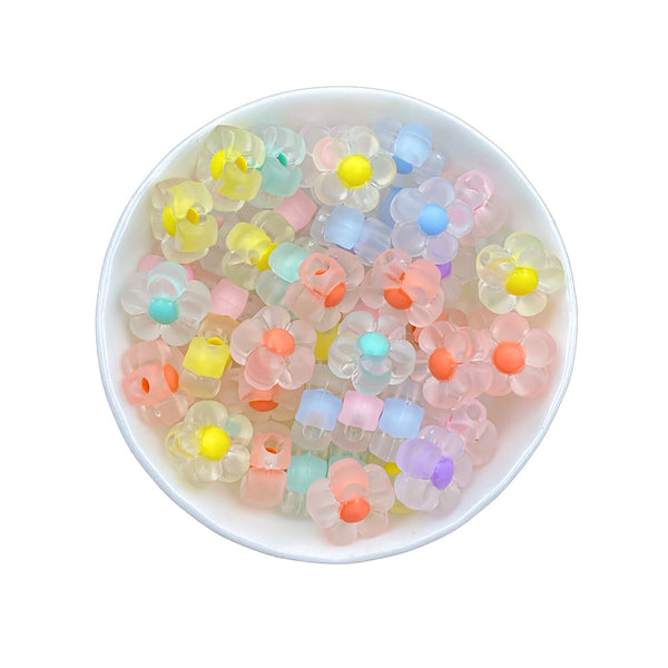 200PCS Mixed 12MM Matte Flower Multi Colour Beads Acrylic Bead DIY Craft Jewelry