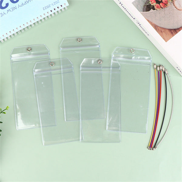 5X Cruise Ship Luggage Tag Holder Zip Seal Pouch Keyring Steel Wire Cable Loops