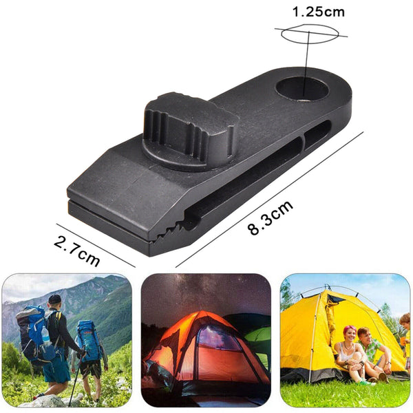 30/60X Tarp Clips Hangers Thumb Screw Camping Tent Clamps Lock Grip+Elastic Cord