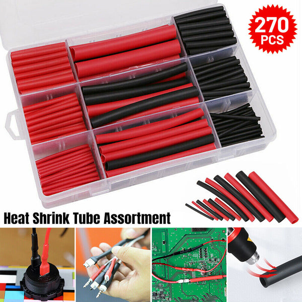 Heat Shrink Tubing Tube Assortment Wire Cable Insulation Sleeving Kit 270 pcs AU - Lets Party