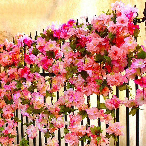 2.1M Artificial Silk Sakura Flowers Fake Vine Ivy Hanging Garland Floral Wedding