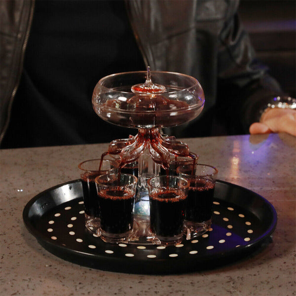 6 Shot Liquor Dispenser w/Shot Glasses Set for Home Gathering Bar Party Supply