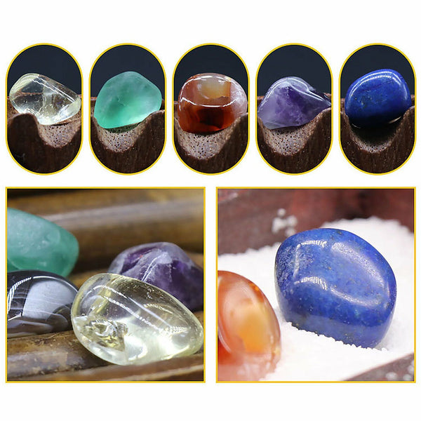 20x Crystal Gemstone Polished Healing Chakra Stone Collection Display Set AU
