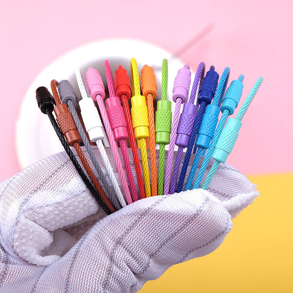 24PCS Stainless Steel Wire Rope Keychain Key Ring Cable For Outdoor Hiking Sport