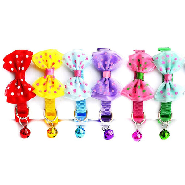Bow Tie Cat Dog Kitten Collar with Breakaway Safety Release Buckle with Bell AU