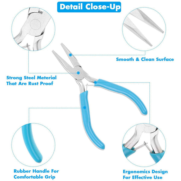 1/2PCS Jewellery Making Beading Mini Pliers Tools Kit Set Round Flat Long Nose A