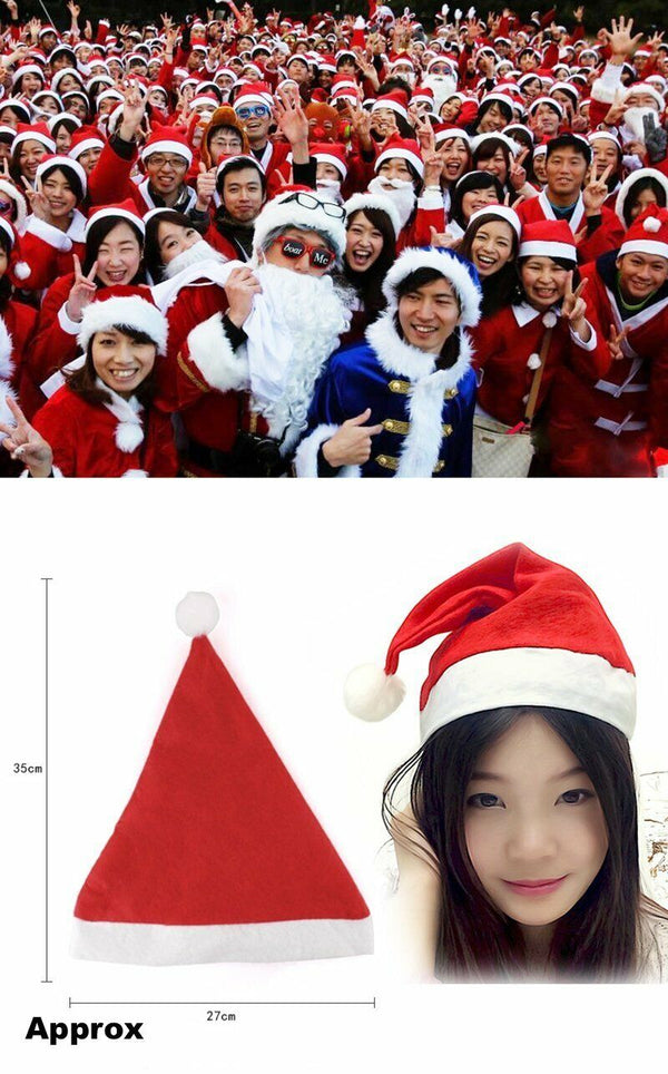 14X Santa Hat Christmas Fluffy Soft Xmas Cap Holiday Costume Office Party Adult
