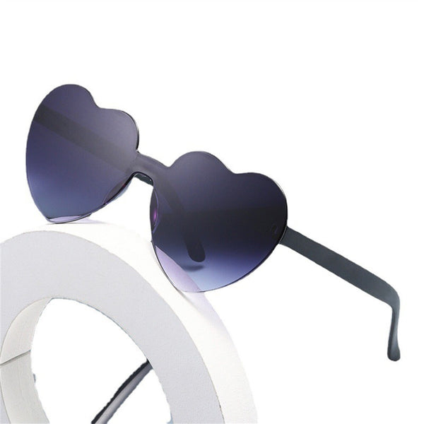 2PCS Love Heart Shape Sunglasses Clear Lens Rimless Festival Glasses Dress Party