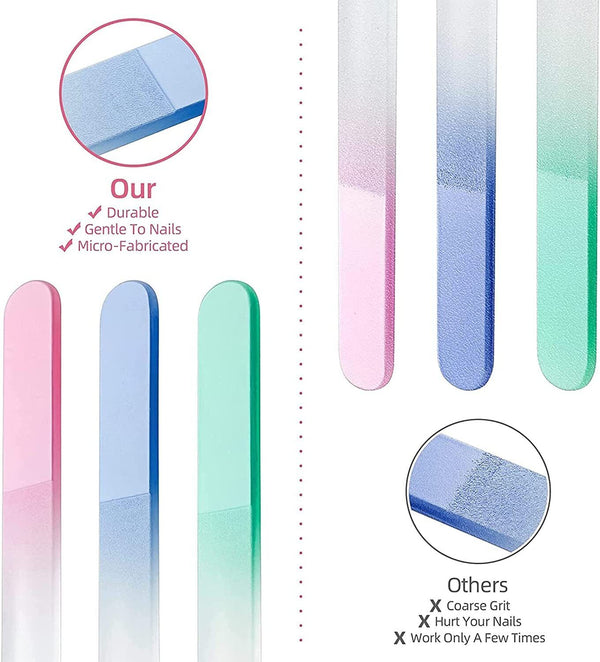 1/2PCS Professional Glass Nail File With Case Crystal Nail File Women Manicure