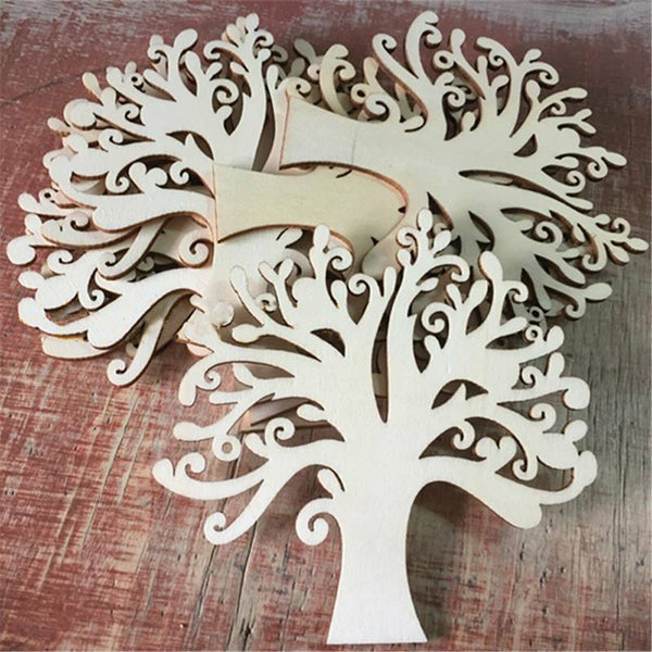 10Pcs Family Tree Wood Cutout Blank Wooden Embellishments For Arts DIY Crafts AU
