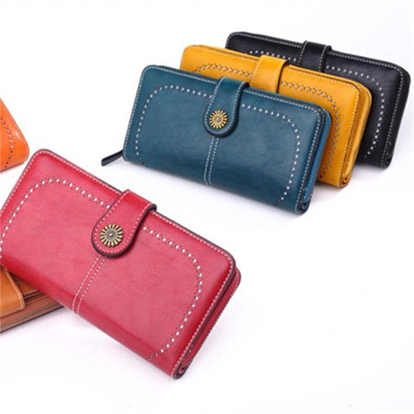 2PCS PU Leather Wallet- Zipper Lady Long Card Holder Coin Phone Bag Case Purse