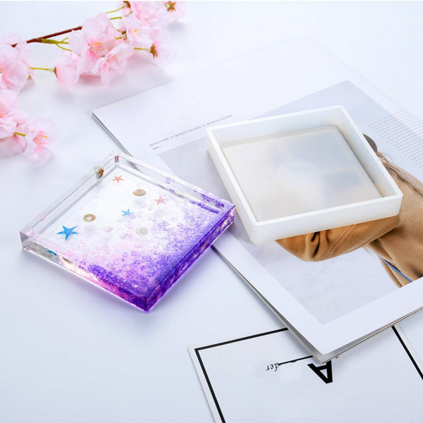 Coaster Cup Mat Mold Round Square Silicone Mould DIY Epoxy Resin Casting Tool AU - Lets Party