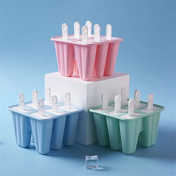 Silicone Ice Cream Mould Block 6 Cavity Frozen Molds Icy Pole Jelly Ice Lolly AU