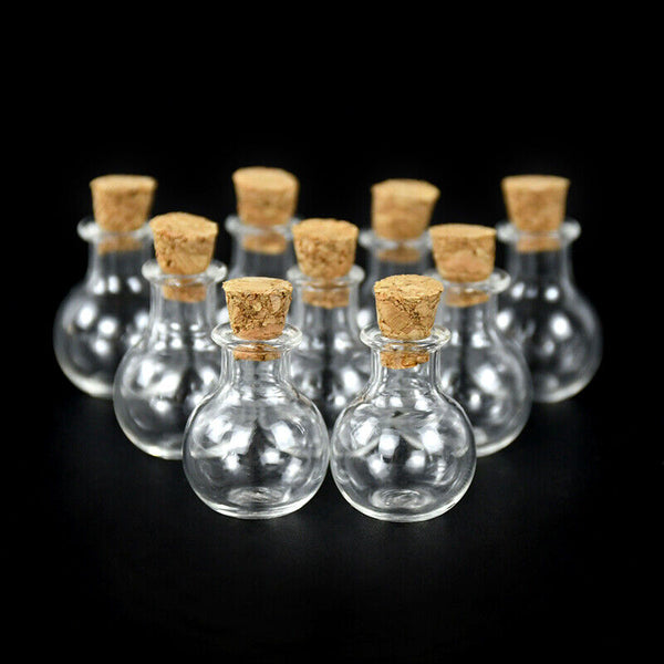 DIY Assorted Mini Empty Glass Bottle Vials Cork Charm Wish Bottles AU