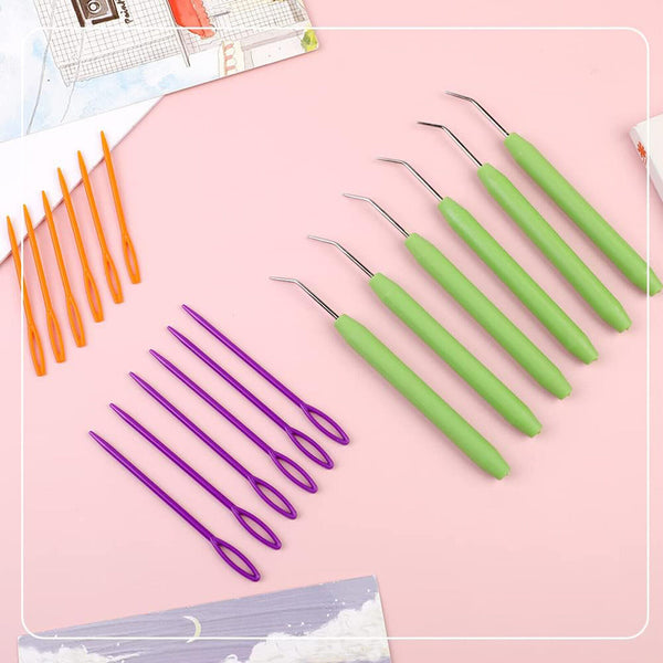 20 Pcs Loom Knit Hook Set Crochet Needle Hook Kit Green Knitting Tools Loom Hook
