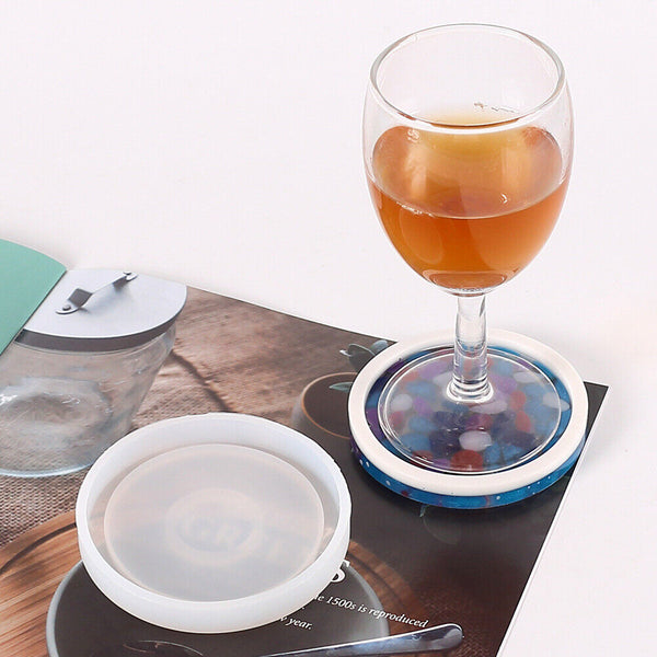4pcs Resin Casting Mold Silicone Jewelry Agate Making Mould Craft Round Coaster