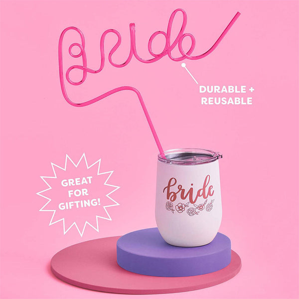 2PCS Bride To Be Party Straws – Bachelorette Hens Party Drinking Straws (White & Pink)