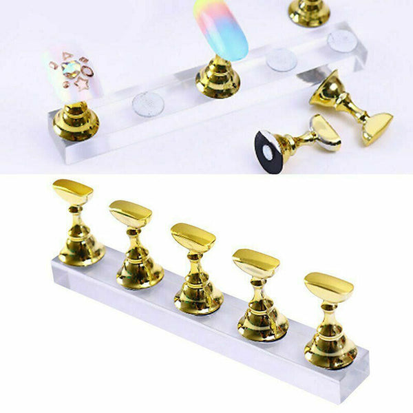 1 Set Acrylic Nail Art Practice Display Stand Magnetic Nail Art Tips Holders AU