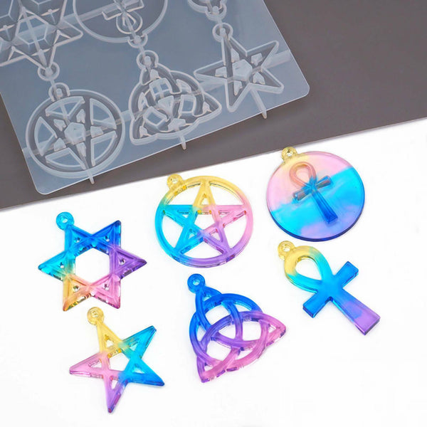 Pentagram Resin Casting Silicone Mold Pendant Necklace Making Epoxy Craft DIY