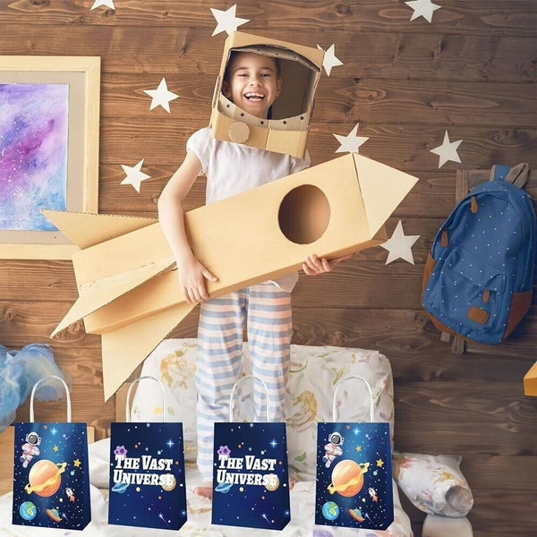 12pcs Space Astronaut Paper Loot Lolly Bag Party Supplies Kids Birthday Favour