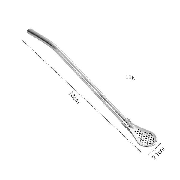 2X Stainless Steel Drinking Gourd Filter Spoon Bombilla Tea Straw Yerba Mate New