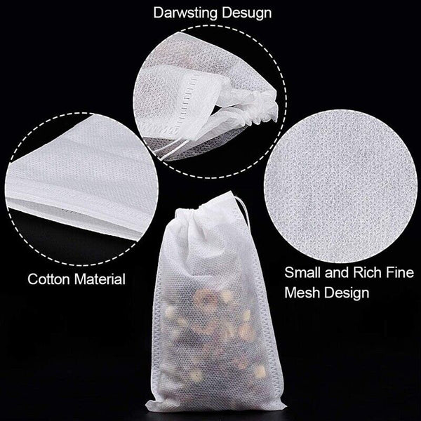 100x Empty Teabags String Heat Seal Filter Paper Herb Loose Tea Bags AU