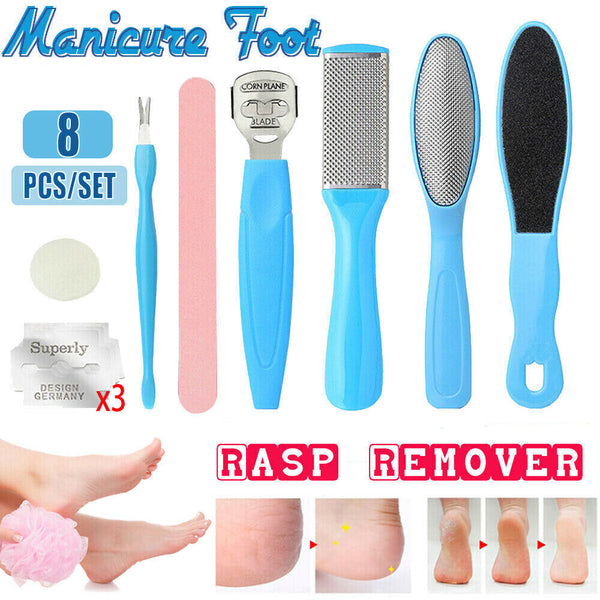 8pcs Manicure Foot Rasp File Hard Dead Skin Remover Pedicure Peeling Tools Kit