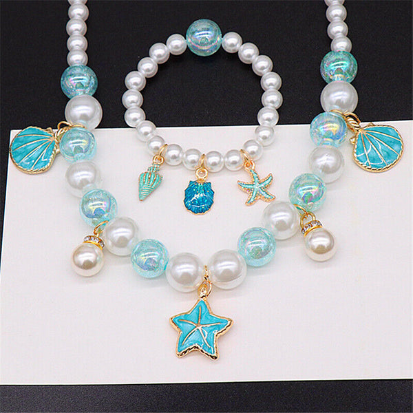5PCS Girls Starfish Jewelry Set – Kids Necklace & Bracelet Gift Set