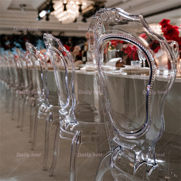 1x Acrylic Transparent Black Ghost Chair Devil Chairs Stackable Wedding Party Ev